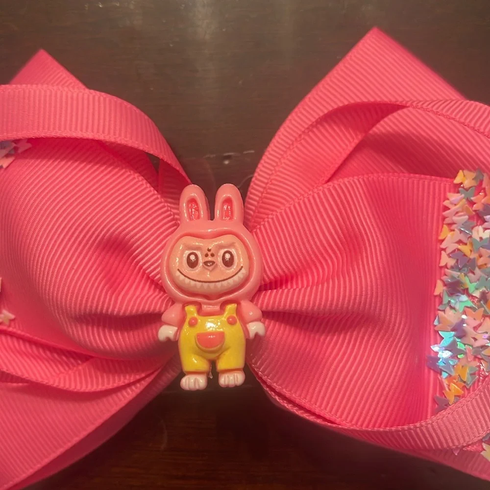Pink Hair Bow labubu monster Charm butterfly glitter Accents new